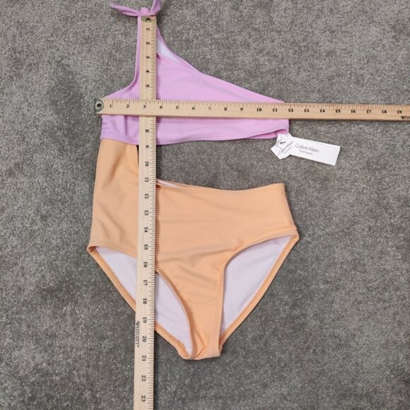 Calvin Klein Asymmetrical Bikini - Pink and Peach Size Medium Summer Beach - Picture 4 of 11